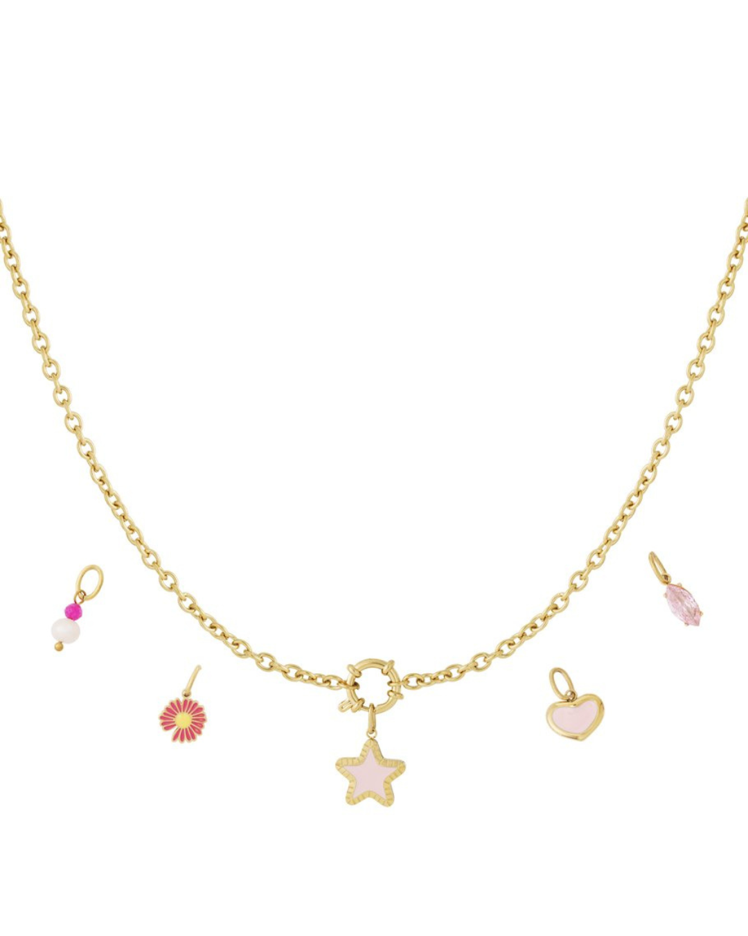 Collana Happy Star in acciaio dorato – personalizzabile con charms