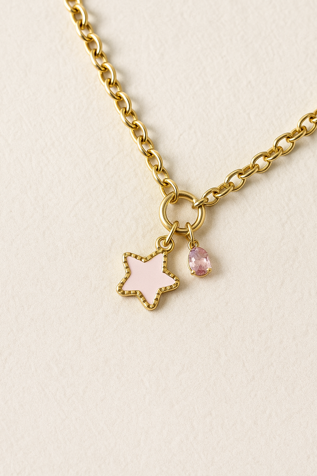 Collana Happy Star in acciaio dorato – personalizzabile con charms