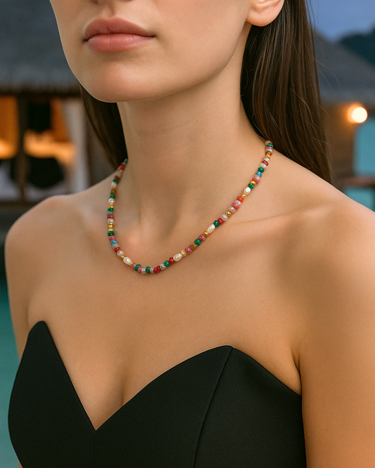Collana Monique con perle etiche e pietre dure